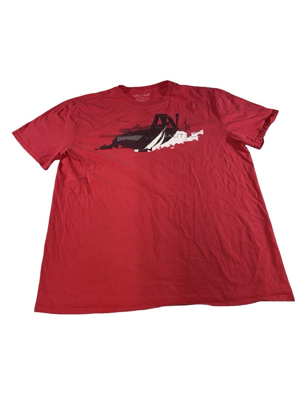 Nautica Men’s 2XL Red Graphic T-Shirt Short Sleeve Logo Tee